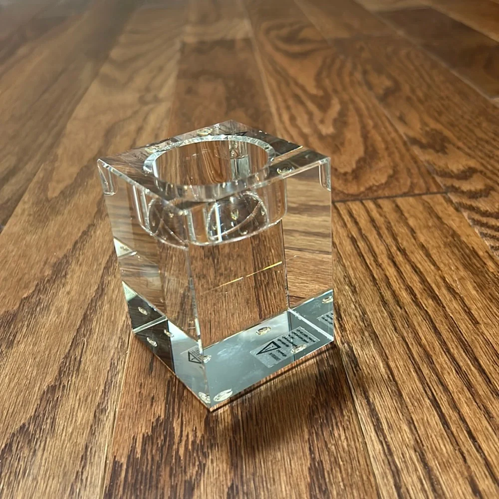 Restoration Hardware Transparent Block Candle Holder